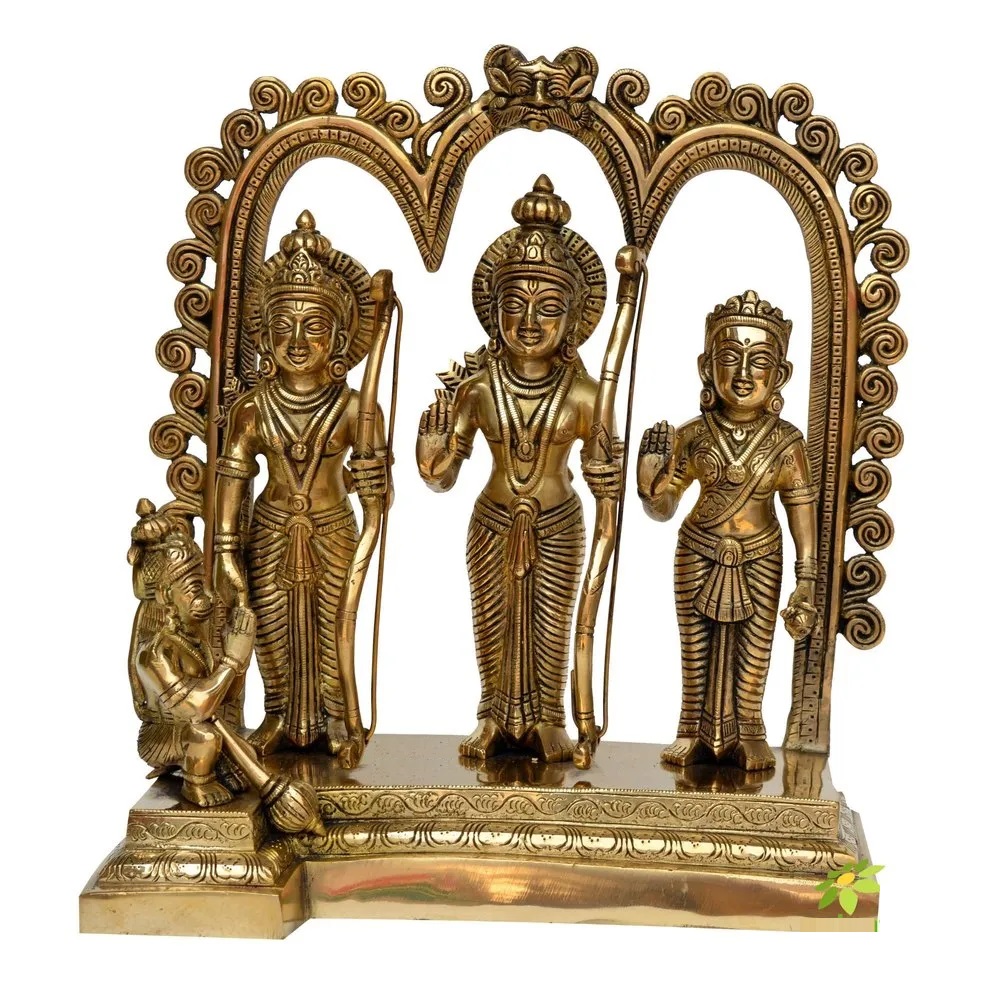 Brass Hindu Deity God Lord Rama Darbar Statue Religious Craft Decor 12