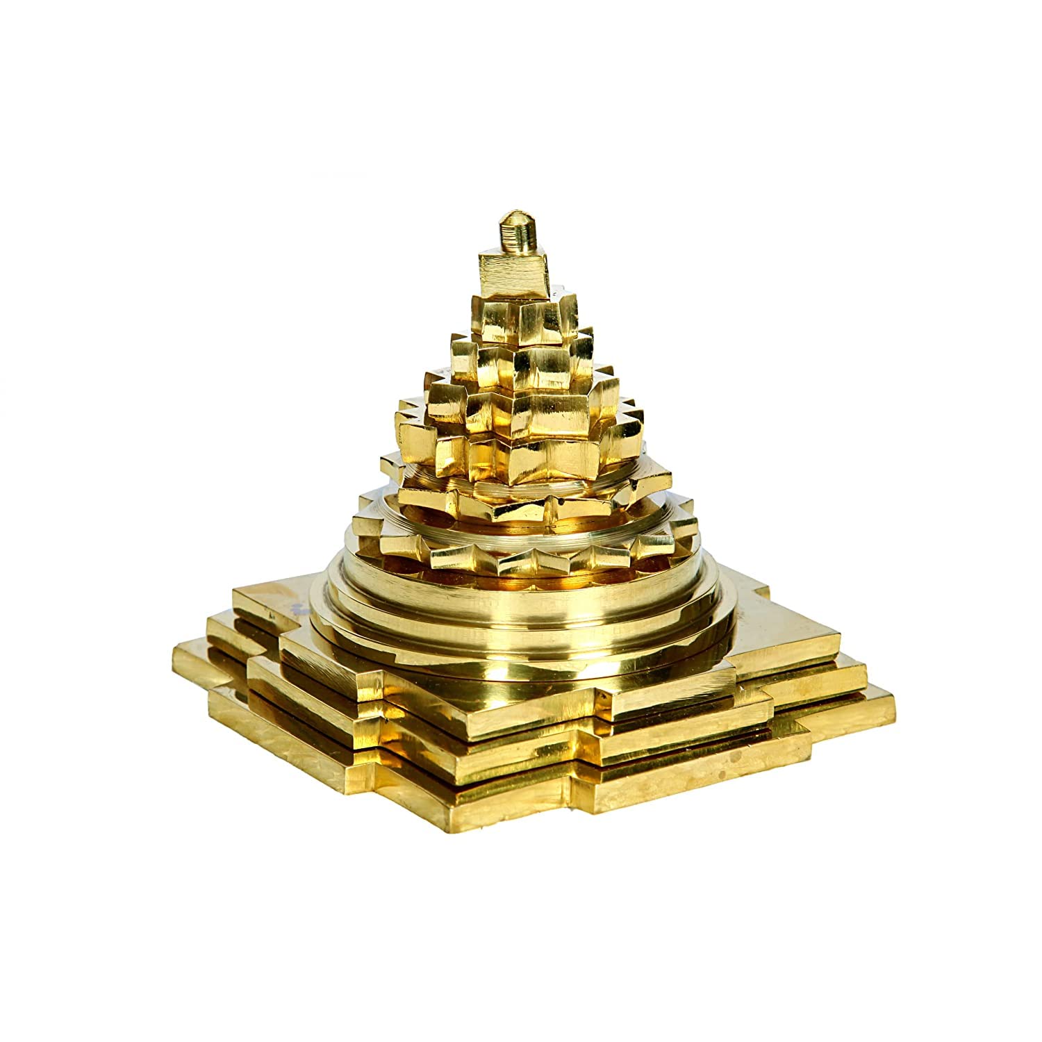 Brass Meru Shree Yantra Original with Full Solid Back | Premium Brass Maha Meru Shree Yantra, Wealth Luck Power Prosperity Correcting VASTU. (3×3 Inch, Brass, Gold Colour, 1 Piece)