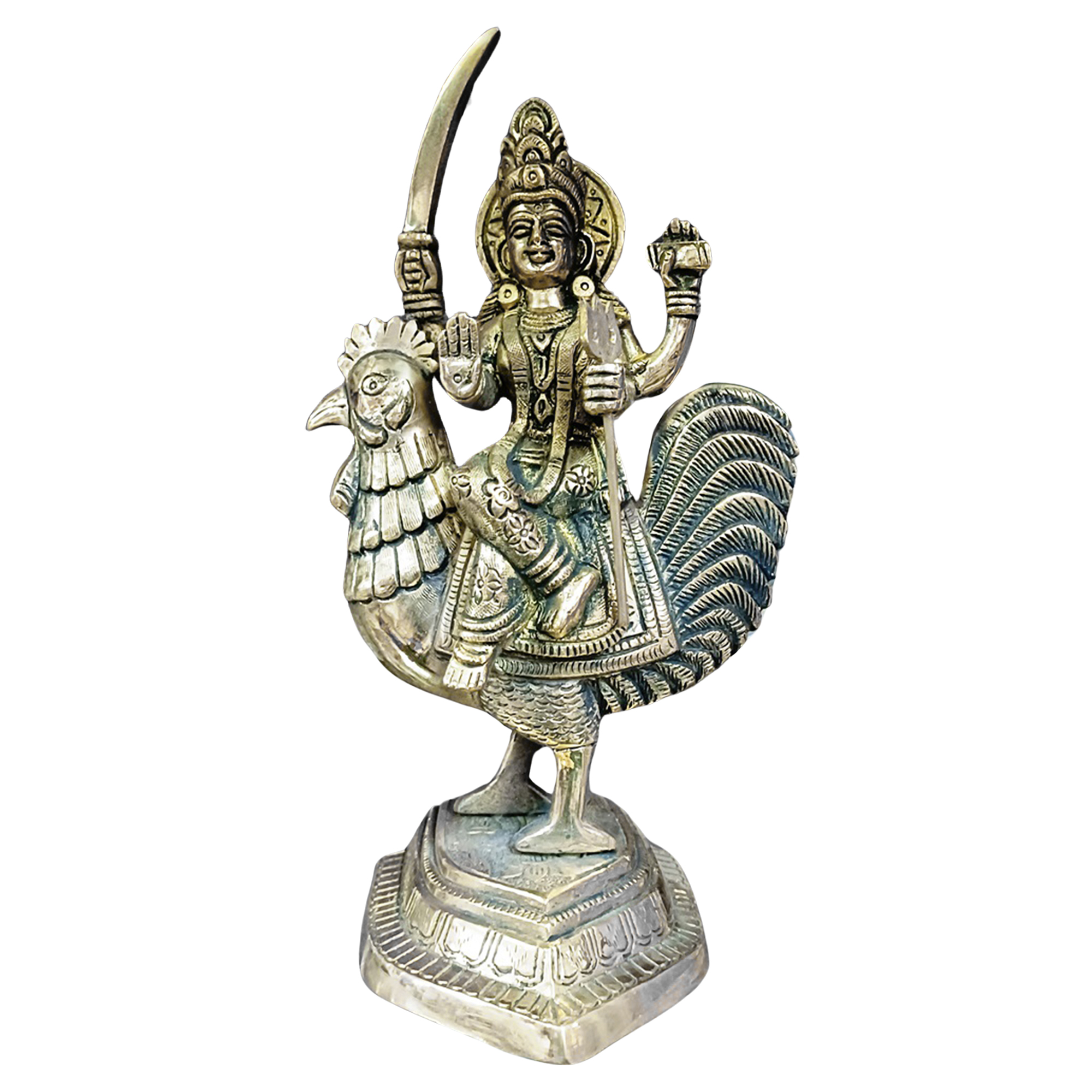 Bahuchar Maa Idol Bahuchar Mata Statue Bahuchar Maa Murti (7 x 5 x 3) Decorative Showpiece – 19 cm  (Brass, Gold)