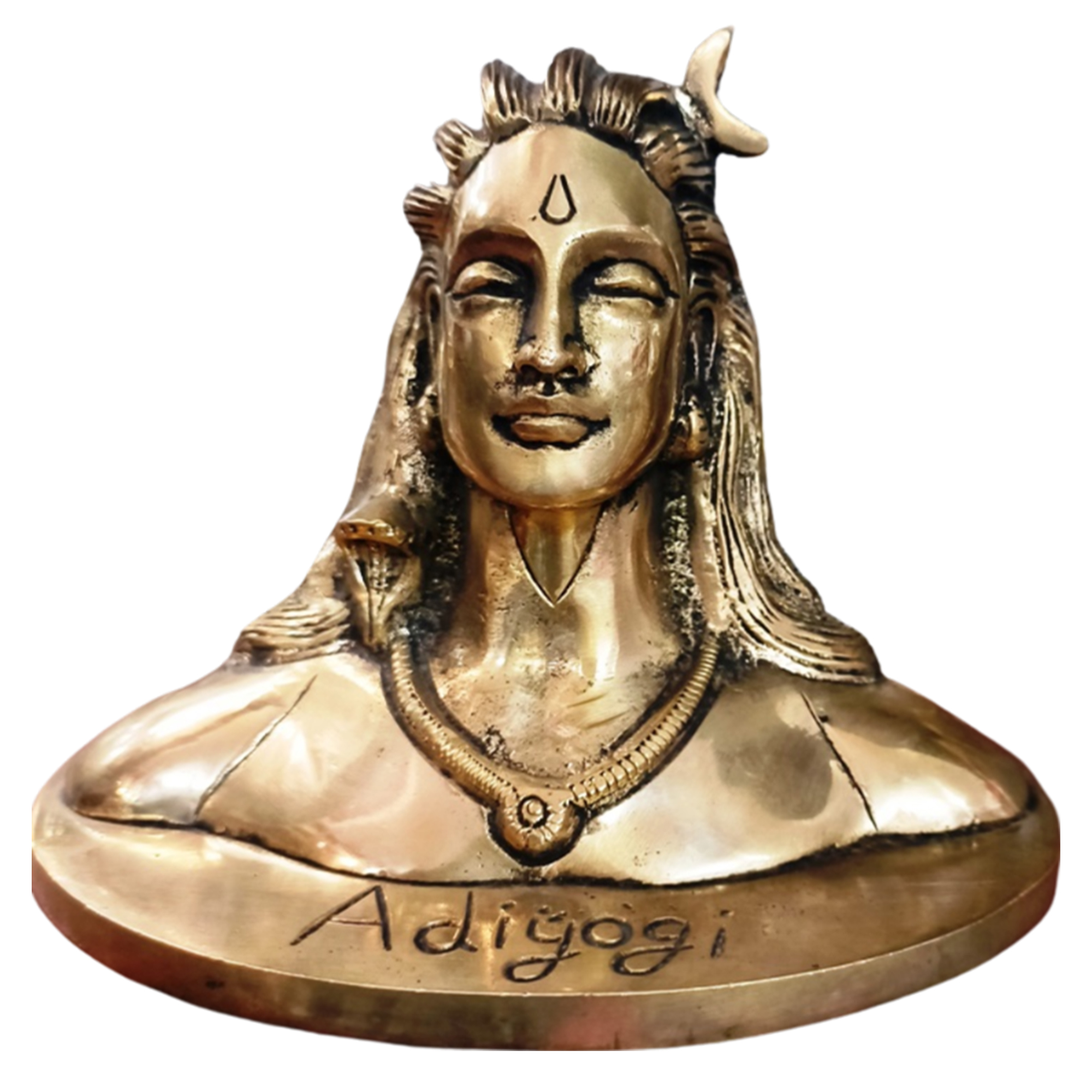 Brass Lord Adiyogi Statue | Mahadev Idol | Shiva Statue | Golden Color Aadiyogi Murti | Showpiece for Car Dashboard/Home Office Décor | Puja Room Ht.-10 Cm, Wt. – 1.180 Kg