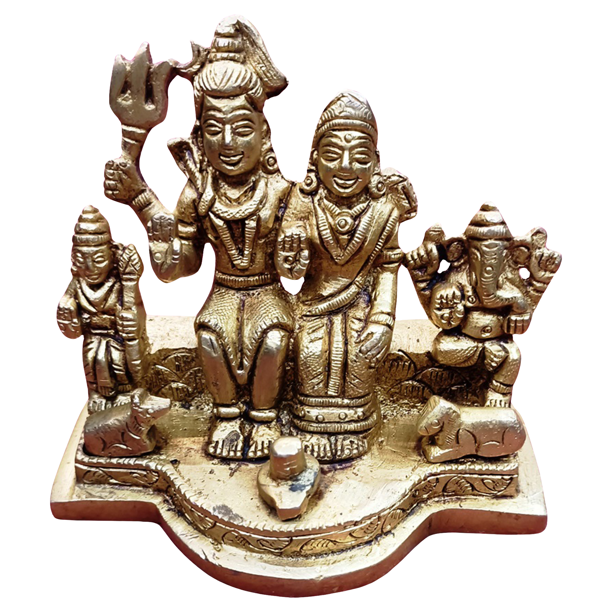 5″ Shiva Parivar with Nandi and Shiva Linga | Handmade Brass