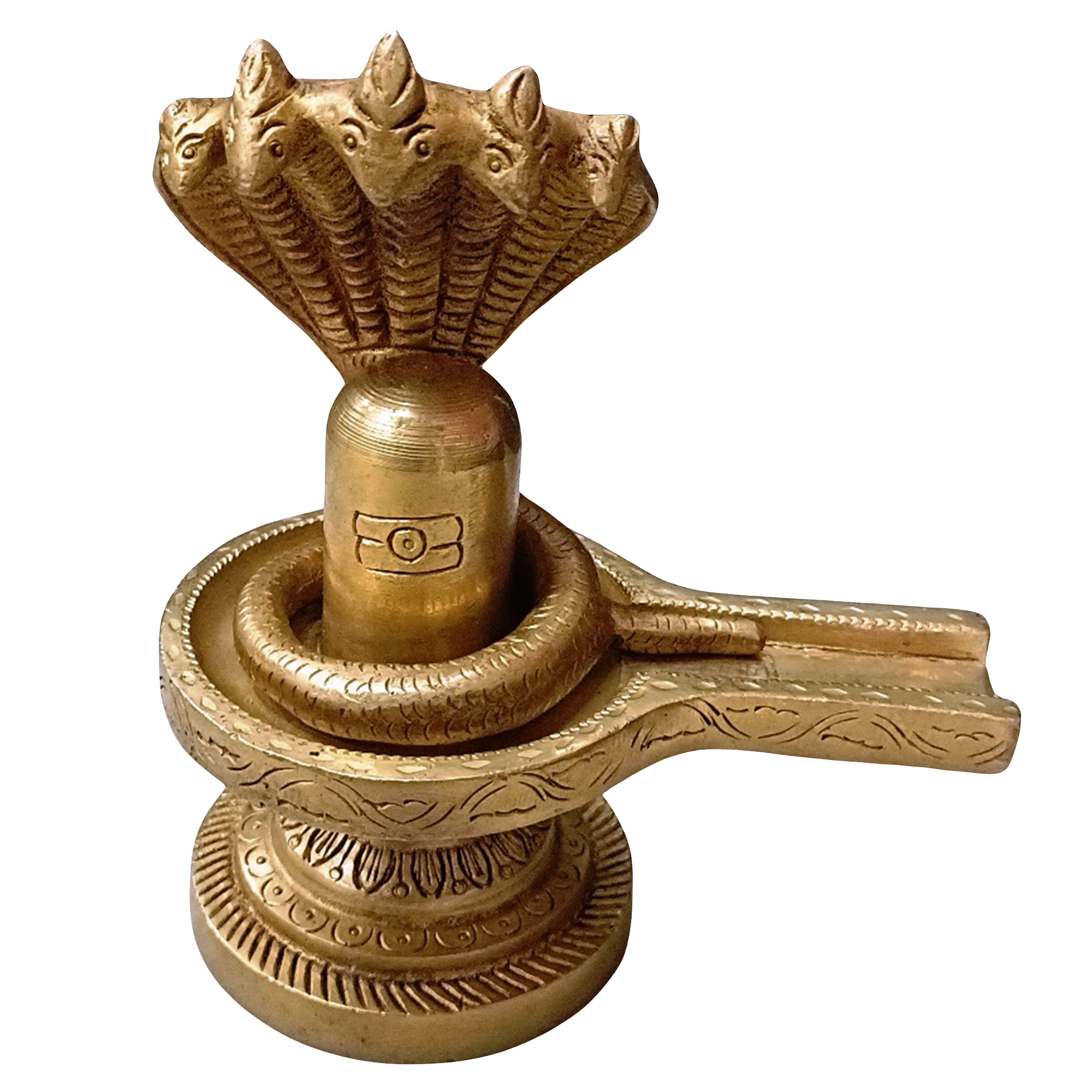 Shiva Linga Under Seven Hooded Serpent Protection in Brass | Handmade | Made in India