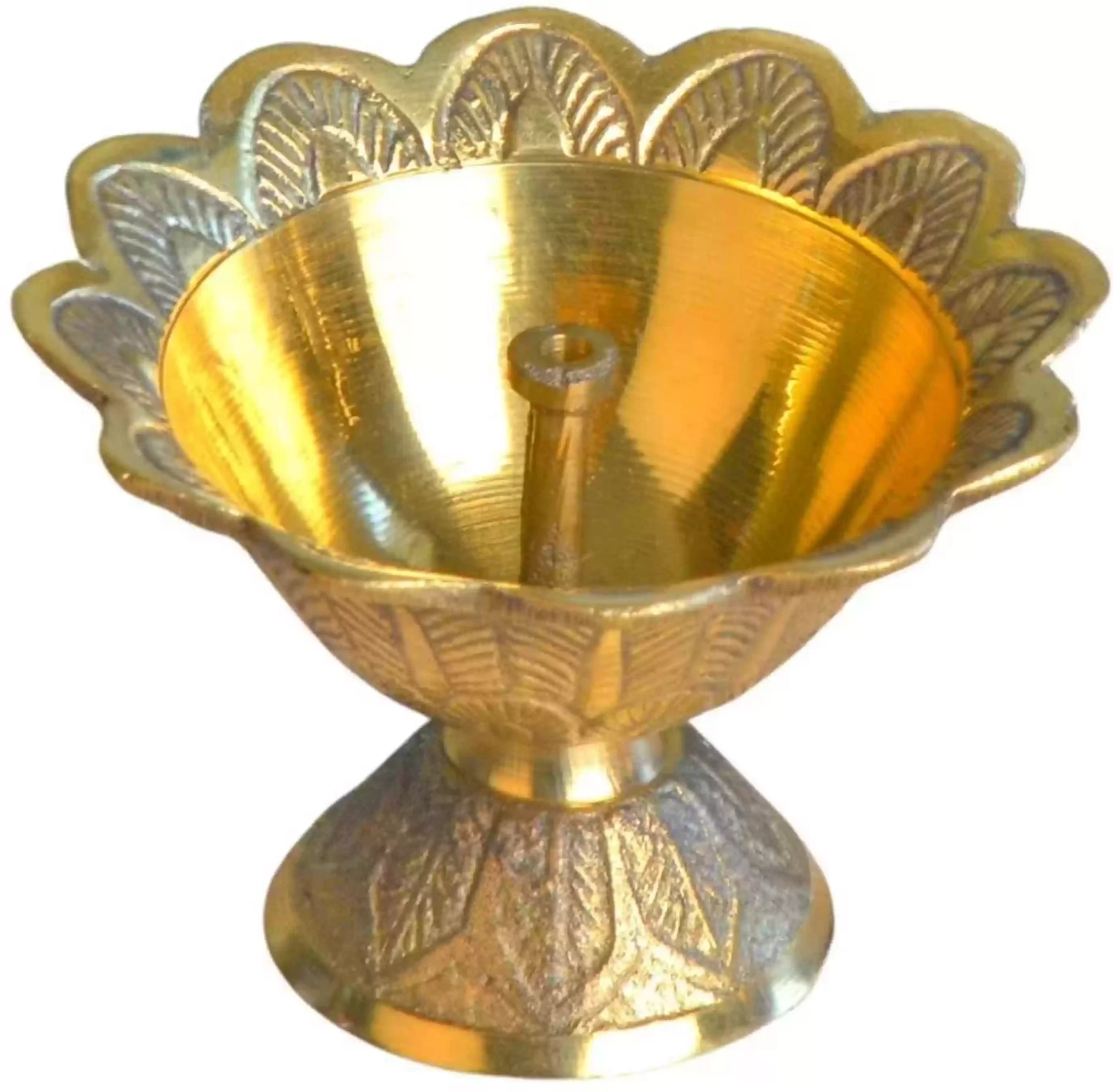 Brass Metal Akhand Diya Kamal Shape Oil Lamp Deep/Brass Devdas Deep, 1 pc